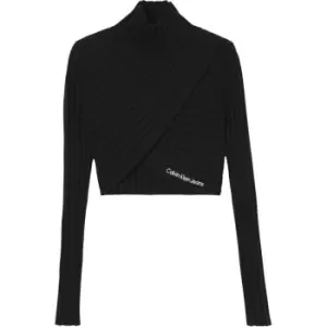 Image of Calvin Klein Jeans Wrap High Neck Sweater - Black