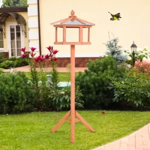 Image of PawHut Deluxe Bird Stand Feeder Table Feeding Station Wooden Garden Wood Coop Parrot Stand 113cm High New