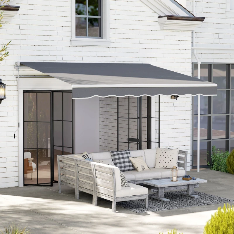 Image of Outsunny Garden Sun Shade Canopy Retractable Awning, 2.5 x 2m, Dark Grey 840-204V00CG