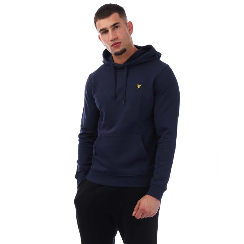 Image of Lyle and Scott Flag Print Pullover Hoodie Navy male S