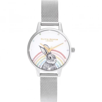 Image of Ladies Olivia Burton Rainbow Bunny, Gold & Silver Mesh Watch