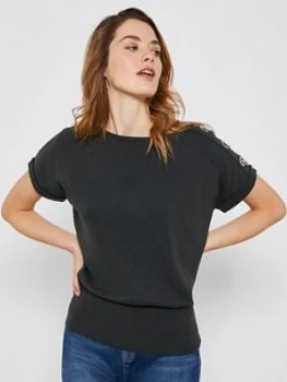 Image of Mint Velvet Mint Velvet Eyelet Detail Jumper - Khaki, Green, Size L, Women