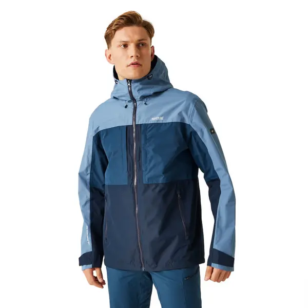 Image of Regatta Mens Maland Full Zip Waterproof Breathable Jacket M - Chest 39-40' (99-101.5cm) Coronet Blue/Moonlight Denim RMW402-XAP-M