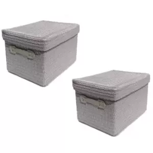 Image of Topfurnishing - Neon Bright Colours Kids Playroom Toy Box Cupboard Storage Basket + Handle & Lid [Light Grey,Set of 2 Medium] - Light Grey