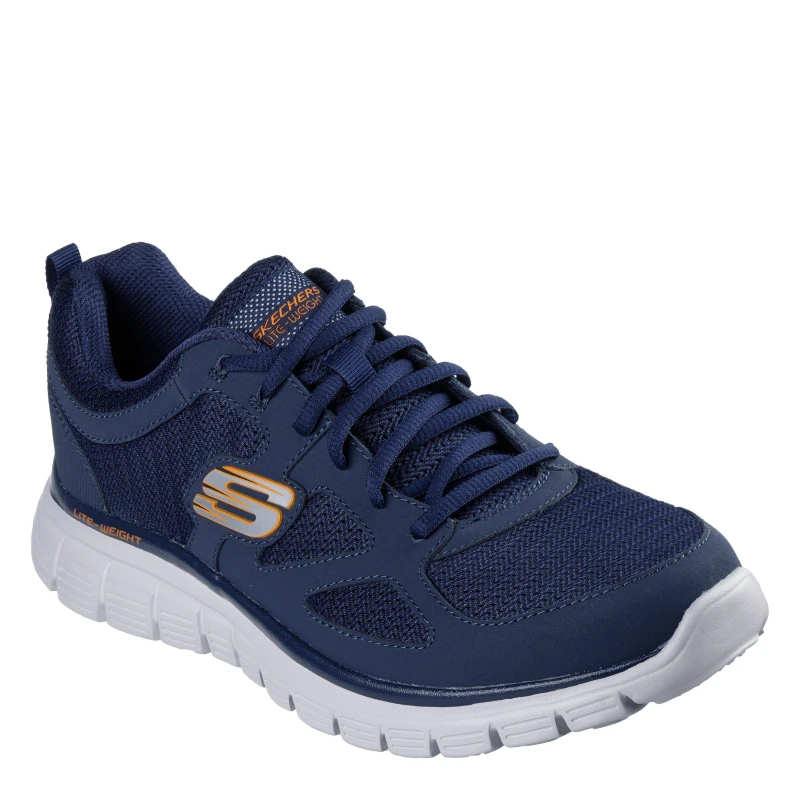 Image of Skechers Flex Burns Agoura Trainers Mens Navy/Orange male 8 (42)
