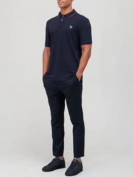 Image of Ps Paul Smith Zebra Logo Tipped Collar Polo Shirt - Navy