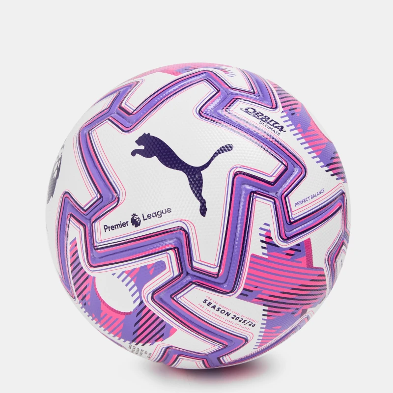Image of Puma Orbita Ultimate Premier League Football 2025 2026 White/Purple unisex Size 5