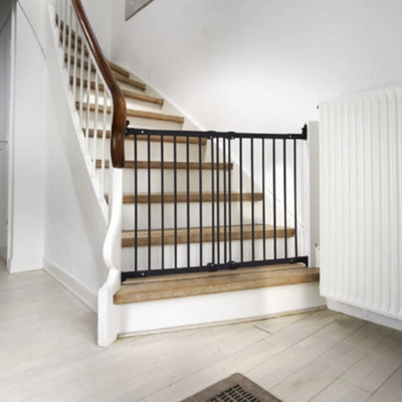 Image of Safetots Diagonal Fit Baby Gate, 67Cm - 105.5Cm, Black Metal, Multi Fit Stair Gate, Diagonal Fit Safety Gate