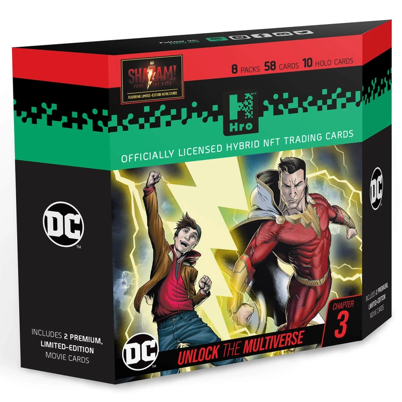 Image of DC Unlock The Multiverse Chapter 3 Shazam 8-Pack Premium Starter Box - HRO Hybrid NFT Trading Cards, 58 Cards