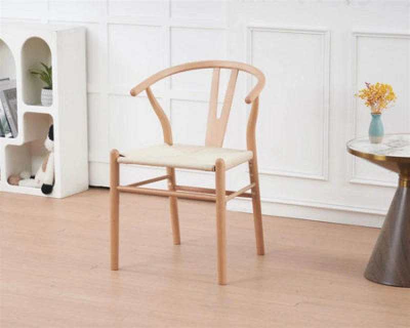 Image of Luxury Living Beech Wishbone Dining Chairs Pair
