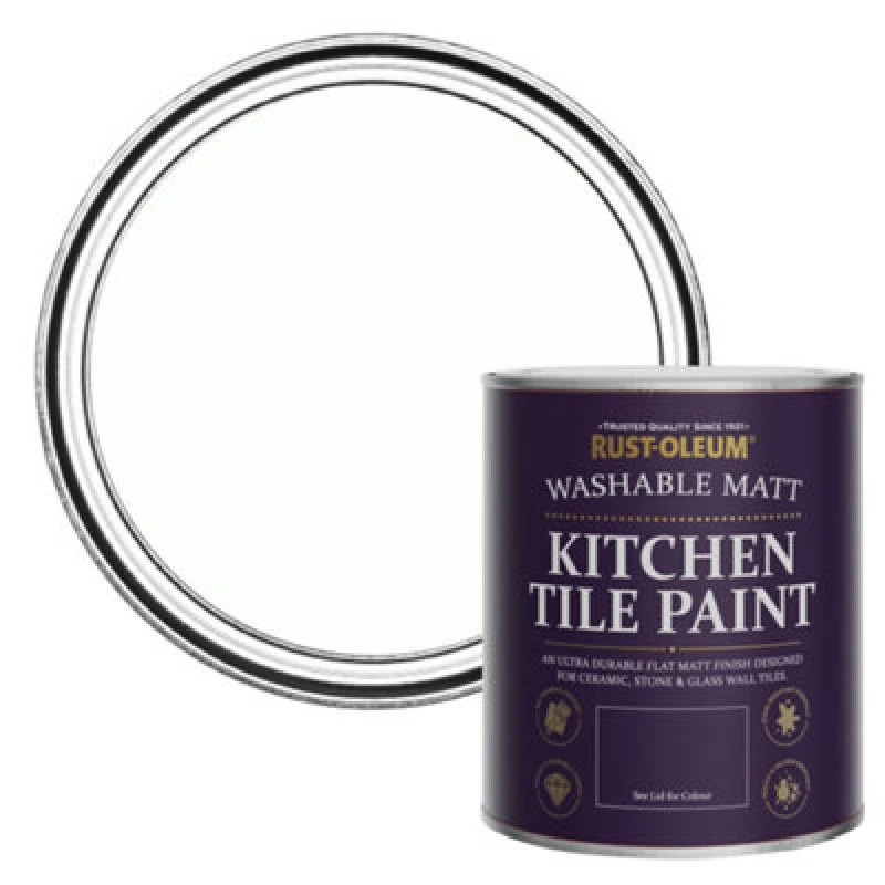 Image of Rust-Oleum Chalk White Matt Kitchen Tile Paint 750Ml