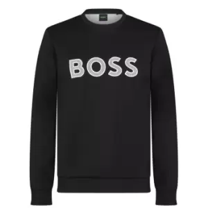Image of Hugo Boss Salbo 1 Crew Sweater Mens White Logo Black