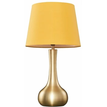 Image of Laurin Table Lamp in Satin Gold with Aspen Shade - Mustard - No Bulb