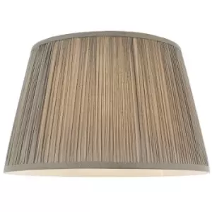 Image of 14" Elegant Round Tapered Drum Lamp Shade Charcoal Gathered Pleated Silk Cover