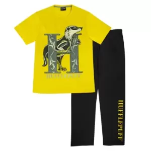 Image of Harry Potter Mens Hufflepuff Pyjama Set (S) (Black/Yellow)