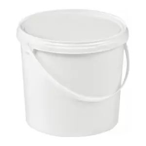 Image of Seau 5 l plastique blanc alimentaire blanc av poignee avec profile et couv. clo