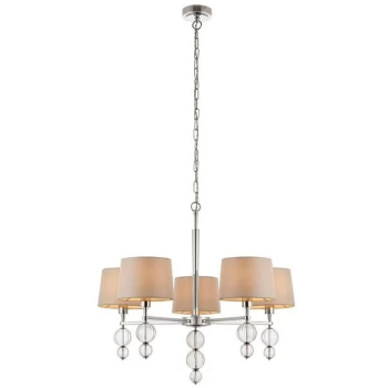 Image of Interiors 1900 Lighting - Interiors Darlaston - 5 Light Multi Arm Ceiling Pendant Chandelier Polished Nickel, E14