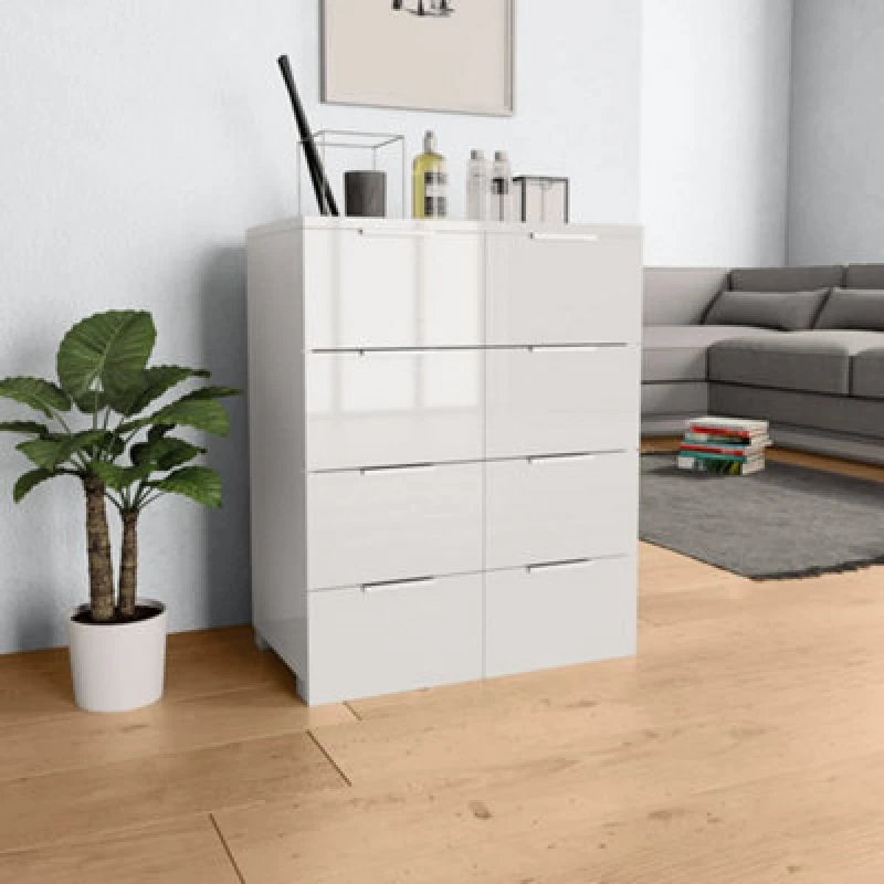 Image of VIDAXL Sideboard High Gloss White 60x35x80cm Engineered Wood Vidaxl 8719883592527