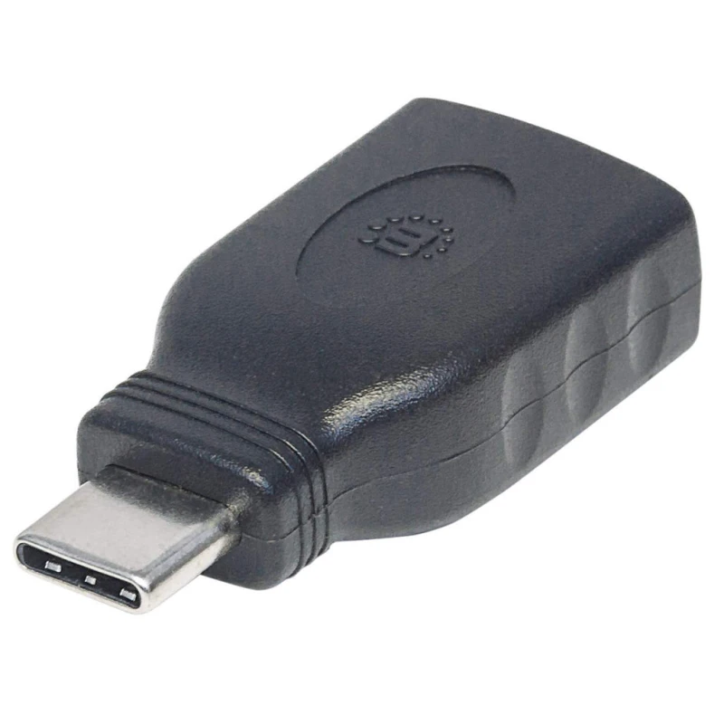 Image of Manhattan Manhattan USB-C to USB-A Adapter Male to Female 5 Gbps (USB 3.2 Gen1 aka USB 3.0) Equivalent to USB31CAADG SuperSpeed USB Black Lifetime War