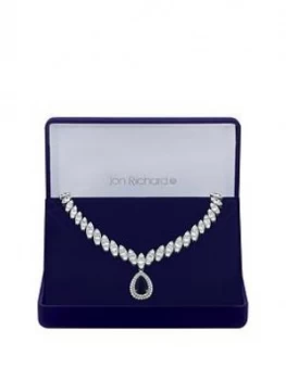 Image of Jon Richard Jon Richard Cubic Zirconia Baguette Navette Sapphire Pear Drop Necklace