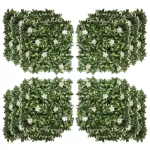 Image of Outsunny 12pc Artificial Boxwood Rhododendron Wall Panels (50cm x 50cm)