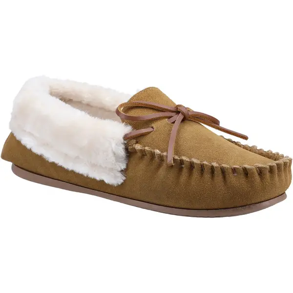Image of Cotswold Womens Sopworth Fur Lined Moccasin Loafer Slippers - UK 4