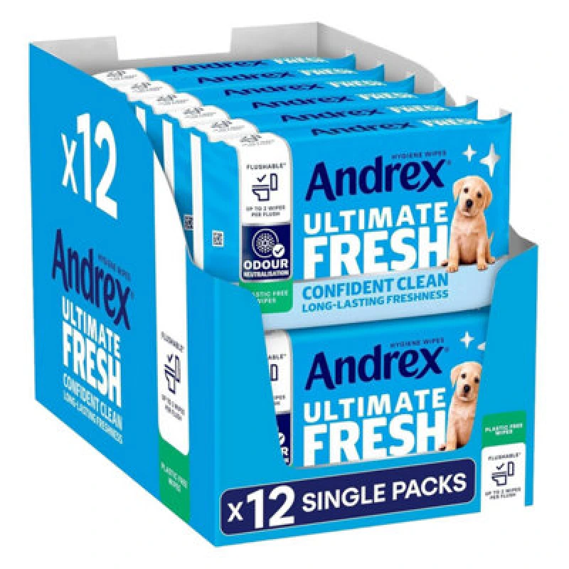 Image of Andrex Classic Flushable 'Toilet Wipes' Clean Biodegradable White