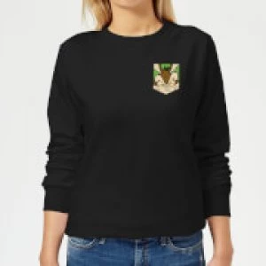 Image of Looney Tunes Wile E Coyote Face Faux Pocket Womens Sweatshirt - Black