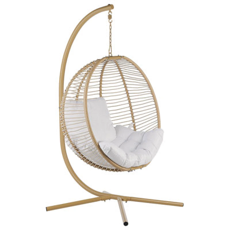 Image of Beliani Hanging Chair With Stand Arco Metal Beige