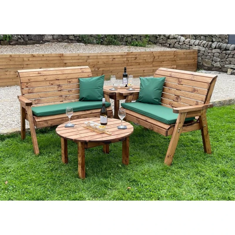 Image of Charles Taylor Four Seater Corner Set C/W Round Coffee - L190xW178xH98cm - Green in Light Brown Light Brown Unisex