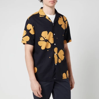 Image of Farah Mens Maddix Printed Short Sleeve Shirt - True Navy - S
