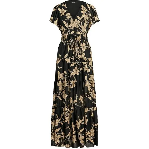 Image of Lauren by Ralph Lauren Tofleur Maxi Dress - Black 12