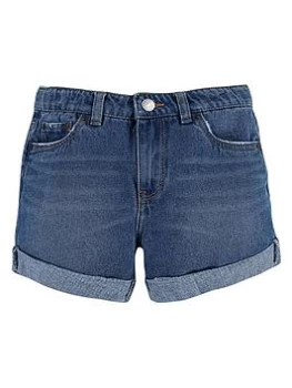 Image of Levis Girls Girlfriend Denim Shorts - Mid Blue Size Age: 5 Years, Women