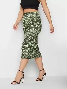 Image of PixieGirl Petite Printed Midi Tube Skirt, Green, Size 16, Women