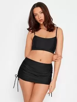 Image of Long Tall Sally Ruched Swim Skirt - Black, Size 14, Women