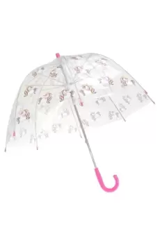 Image of Transparent Unicorn Themed Stick Umbrella