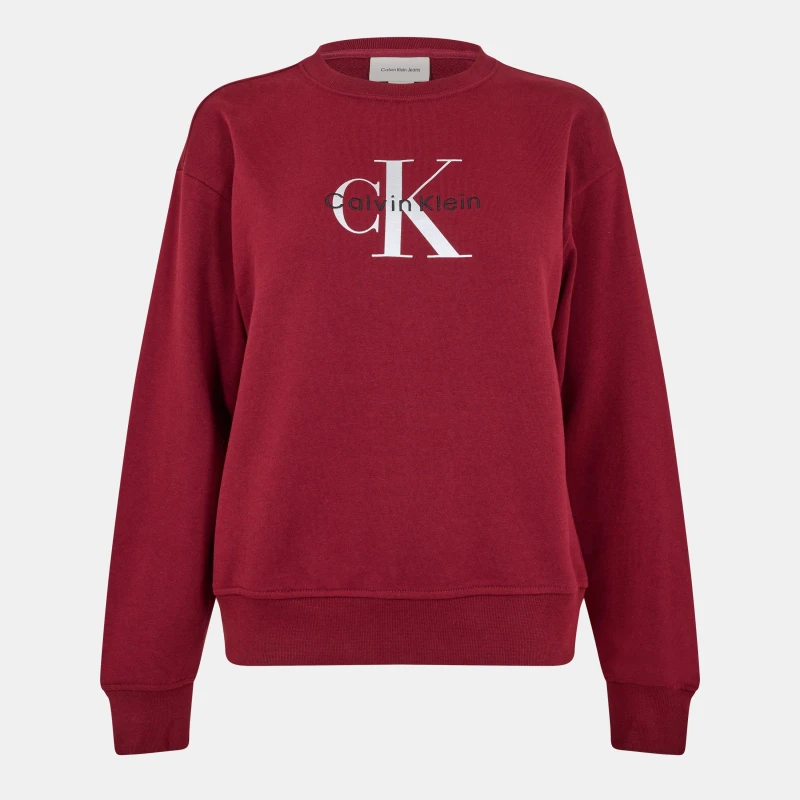 Image of Calvin Klein Jeans Womens Cotton Crew Sweatshirt Renaissance Red female 14 (L)