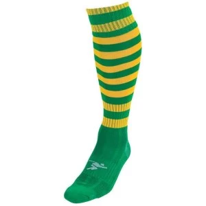 Image of Precision Hooped Pro Football Socks Green/Gold UK Size 3-6