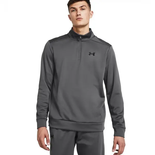 Image of Under Armour Mens Armour Fleece ?? Zip CASTLEROCK/Black - M