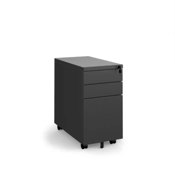 Image of Steel 3 drawer narrow mobile pedestal - black