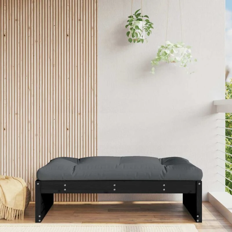 Image of VIDAXL Garden Footstool Black 120x80cm Solid Wood Pine Vidaxl 8720845803308