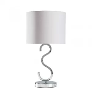 Image of Cabonna Chrome Touch Table Lamp with Cool Grey Reni Shade
