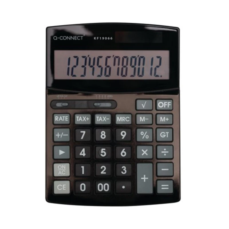Image of Q-Connect 12 Digit Business Table Top Calculator Large Black KF19066