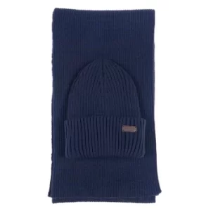 Image of Barbour Crimdon Beanie and Scarf Gift Set Navy One