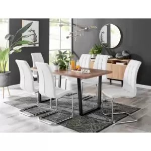 Image of Furniture Box Kylo Brown Wood Effect Dining Table and 6 White Murano Chairs