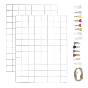 Image of Hanging Grid Organisation & Photo Wall Panels - Pack of 2 White Pukkr