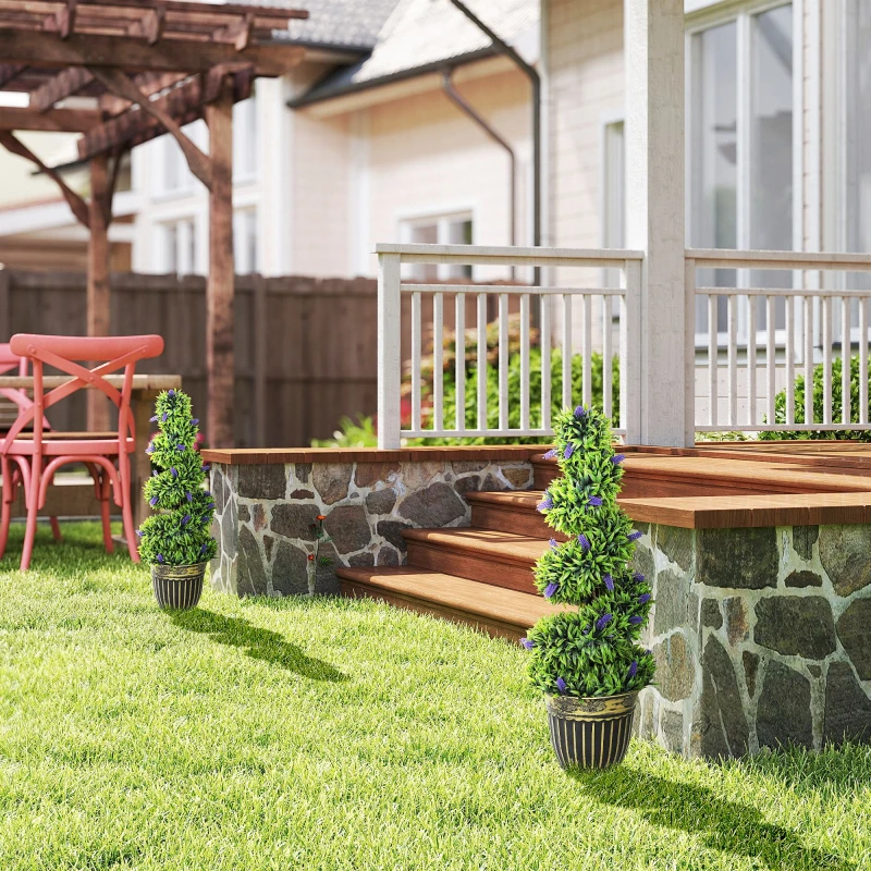 Image of HOMCOM HOMCOM Set of 2 Decorative Artificial Plants with Lavender and Pot, 90cm in Blue Blue One Size Unisex 5063603957459