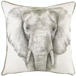 Image of Evans Lichfield Safari Elephant Cushion Cover (One Size) (White/Grey)