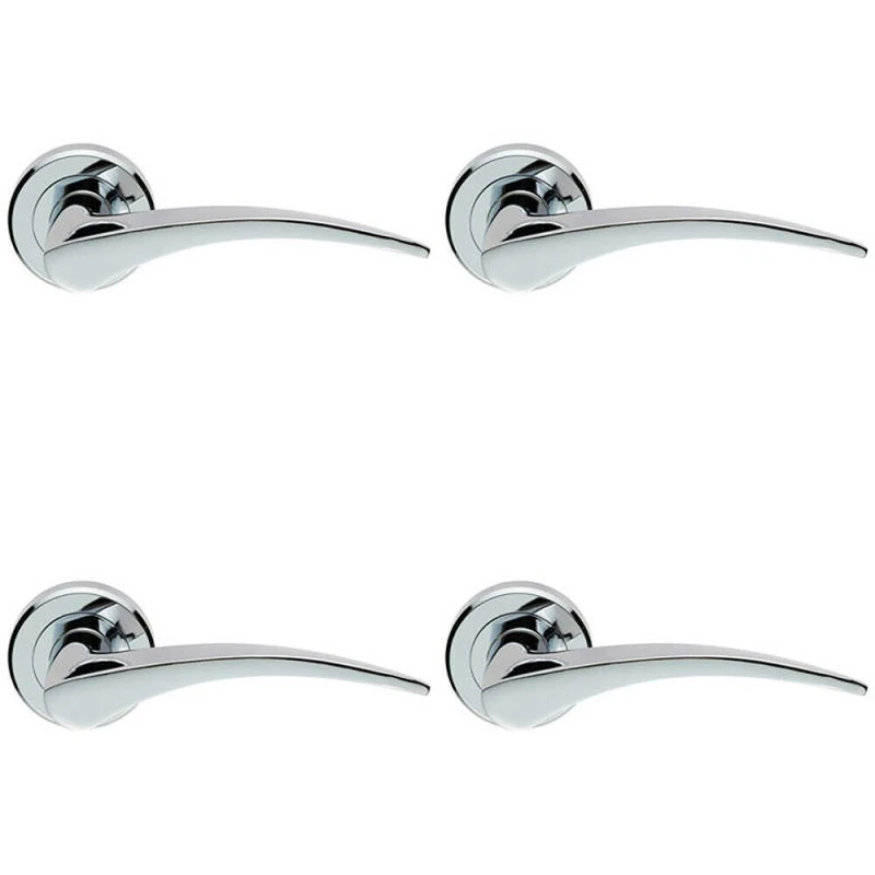 Image of Loops 4x PAIR Arched Tapered Handle on Round Rose Concealed Fix Polished Chrome Multi