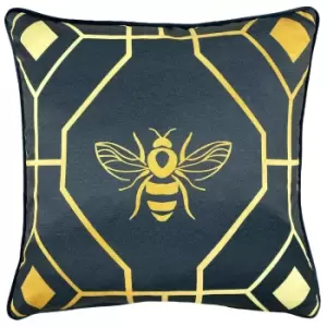 Image of Bee Deco Geometric Cushion Navy